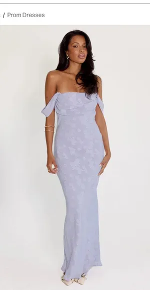 Azura Off-The-Shoulder Lilac Princess Polly Maxi Dress thumbnail 1