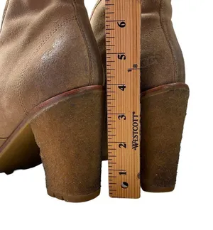 UGG Authentic Calynda Tan Mid Ankle Lace Up High Heel Boots Genuine Leather thumbnail 12
