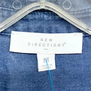 New Directions Chambray Button‎ Down Womens Size M Blue Lyocell Denim Shirt Top thumbnail 2