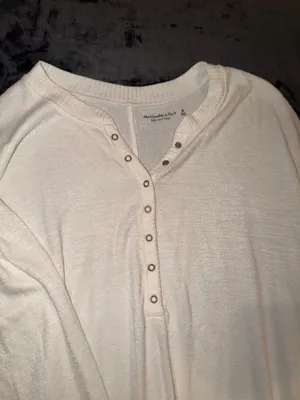 Abercrombie & Fitch Soft A&F Long-Sleeve Cozy Lounge Knit Oversized Henley Top thumbnail 4
