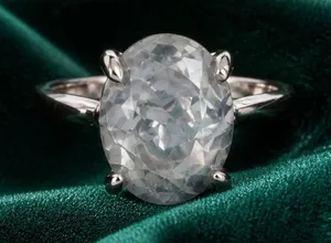 & Other Stories Gorgeous Stainless Steel Silver w/ Gorgeous Frosted Cream Color Gemstone Size 8 thumbnail 1