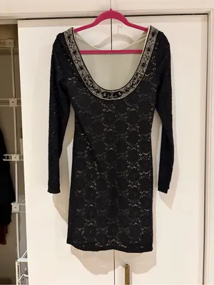 Denim & Supply Ralph Lauren Black Lace Long-Sleeve Mini Dress thumbnail 3