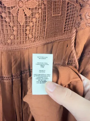 New Free People Emily Crochet copper brown Dress Size XS Boho thumbnail 7