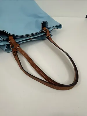 Dooney & Bourke City Large Barlow in Ice Blue and British Tan Leather thumbnail 5