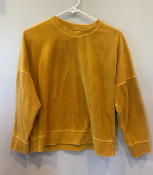 Mustard Crewneck Women's velour Sweatshirt aerie xs thumbnail 1