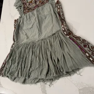 Free People Day Glow Boho Embroidered Mini Dress Women’s Medium Spanish Moss thumbnail 7