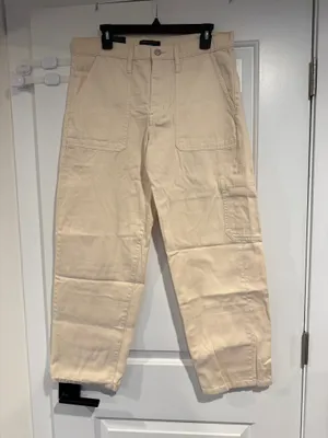 Banana Republic High-Rise Barrel Jeans Women's Size 30/10 in Light Ecru NWOT thumbnail 6