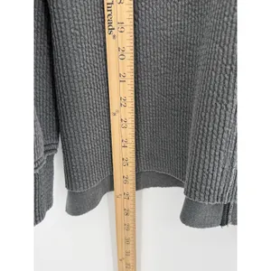 Aerie Wonder Textured V-Neck Sweatshirt Gray Small Oversized Waffle Knit Lounge thumbnail 6