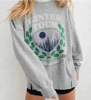 Aerie Women's Size Large Cozy Crew Sweatshirt The Chill Gray Winter Tour 06 Cold thumbnail 1