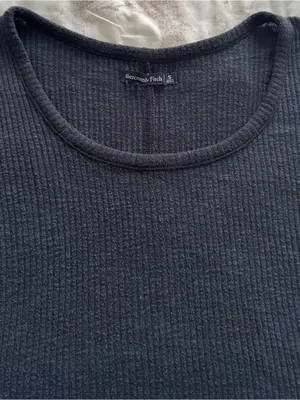 Abercrombie & Fitch Black Ribbed Scoop Neck Short Sleeve Tee, size S lettuce hem thumbnail 9