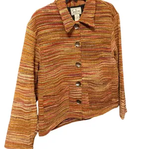 Vintage TanTrums Striped Chenille Jacket S Boho Art To Wear Textured Boxy 90s thumbnail 14