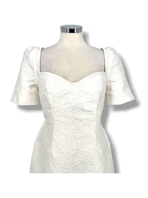 Elliatt Feminise Textured Puff Sleeve Sweeetheart Mini Dress White Size XL thumbnail 2