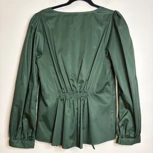 INCLAN STUDIO Magnolia‎ Top Hunter Green Long Sleeve V Neck Size L thumbnail 6