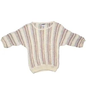 Penroye Women's Sweater Knit Short Sleeve Crew Neck Cream Multicolor thumbnail 2