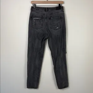 American Eagle Mom Jeans Women’s Size 4 Regular Gray Black Denim Straight Leg thumbnail 7