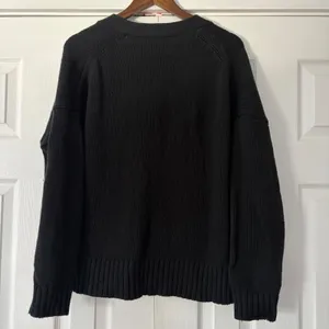 J.Crew Black 100% Cotton Shaker Stitch V-Neck Button Front Cardigan Sweater thumbnail 2