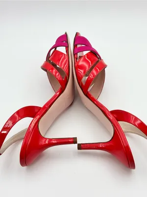 Kate Spade Red & Pink Patent Leather Suede Strappy High Heel Sandals Size 7 thumbnail 6