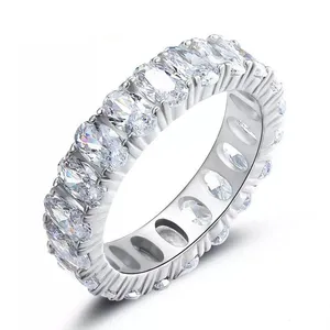 Sterling Silver SIZE 9 925 Oval Cubic Zirconium Eternity Ring thumbnail 1