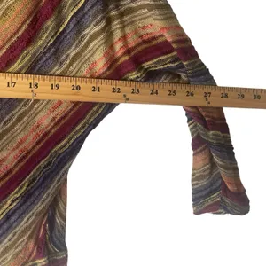 Free People Women's Medium Rainbow Striped Open Knit Round Neck‎ Boho Top thumbnail 6