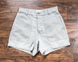 vintage • J Crew button fly shorts cargo faded green high rise twill stone wash thumbnail 1
