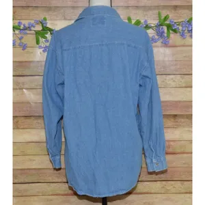 Vintage Quizz Again Cotton Denim Button Up Shirt Size M Embroidered Christmas thumbnail 7
