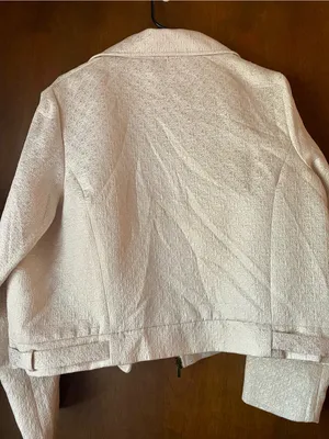 Women's Off White Textured Moto Jacket thumbnail 3