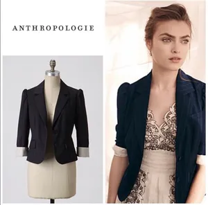 Anthropologie Sine navy pinstripe blazer thumbnail 2