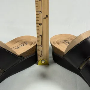 Clarks Size-8.5M Womens Calenne Lily Black Leather Casual Sandals Shoes‎ thumbnail 6