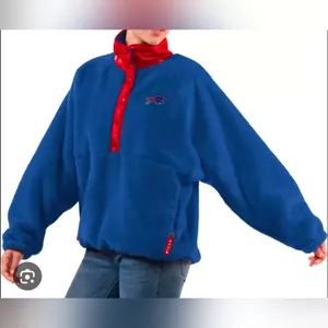 GIII Blue Red Fleece Buffalo Bills Pullover Size Small thumbnail 3
