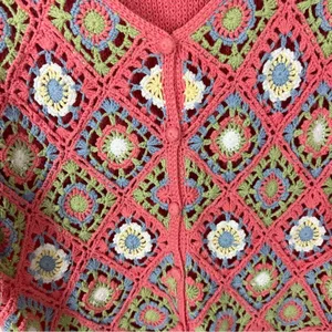 Vintage Granny Knit Crotchet Button Front Top Size M thumbnail 8
