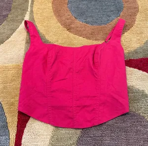 Abercrombie & Fitch Pink Tank Top Crop Top Spaghetti Strap Ruched Back Small thumbnail 1