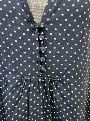 Sanctuary Paloma Polka Dot Blouse XL Navy Flutter Sleeve Split Neck Top thumbnail 8