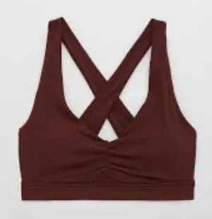 OFFLINE By Aerie Ruched Sports Bra Size Small Rust Red Low Impact Activewear thumbnail 1
