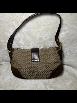 Rare Vintage Coach Soho Y2K Signature Shoulder Bag Brown Canvas & Suede 6818 thumbnail 6