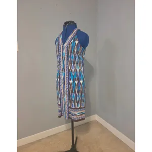 NWOT Michael Kors Blue, Brown & White Printed Midi Dress S / US 4-6 thumbnail 3