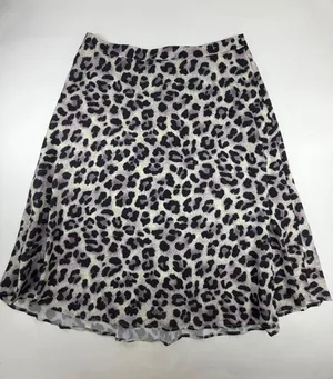JustFab Womens XL Purple Leopard Print A-Line Midi Skirt Animal Print High Waist thumbnail 1