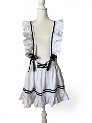 Ruffle Maid Costume Apron White Size XL thumbnail 3