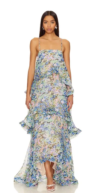 Armani maxi dress in multi - Floral Spaghetti-Strap Maxi Dress in Multi-Color thumbnail 1