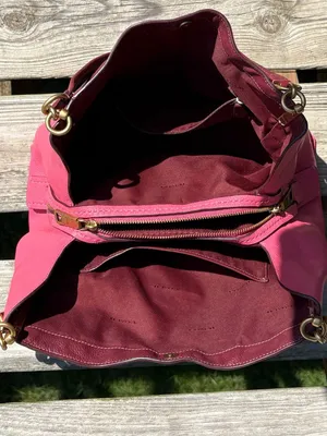 Coach 1016 Dalton 31 Wine Multi Colorblock Pebble Leather Shoulder Bag thumbnail 7