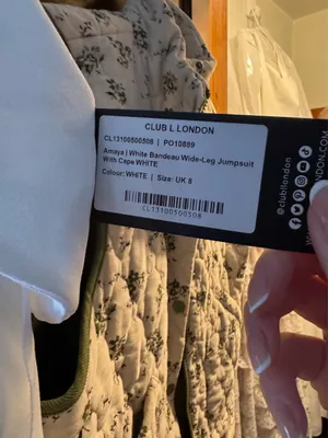 Club L London WHITE BANDEAU WIDE-LEG JUMPSUIT WITH CAPE thumbnail 2