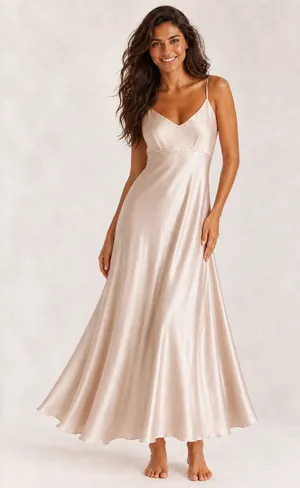 Show Me Your Mumu Satin Maxi Slip‎ Dress Champagne Quiet Luxury Bridesmaid Clean thumbnail 1