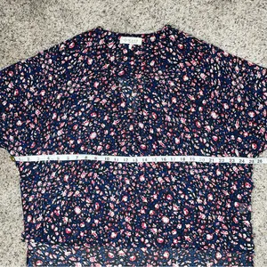 WAYF High Low Floral Faux Wrap Surplice Blouse Top Large 3/4 Sleeve Multicolor thumbnail 8