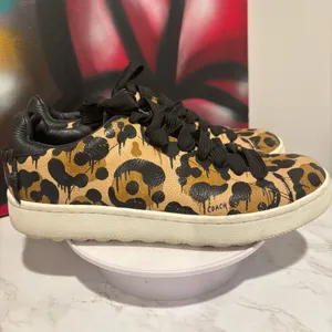 Coach High Line Wild Beast Leopard Print Pebble Leather Low Top Sneakers Sz 8.5 thumbnail 5