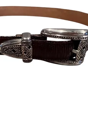 Brighton Belt , brown textured with silvertone hardware size small thumbnail 2