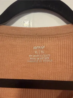 Aerie Ribbed Henley Long Sleeve Top -‎ Camel thumbnail 2