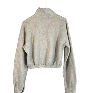 PrettyLittleThing Gray Mock Neck Long Sleeve 1/2 Zip Sweatshirt Women Sz M thumbnail 2