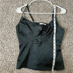 Abercrombie & Fitch Green Tie Front Spaghetti Strap Blouse Casual Holiday Medium thumbnail 5