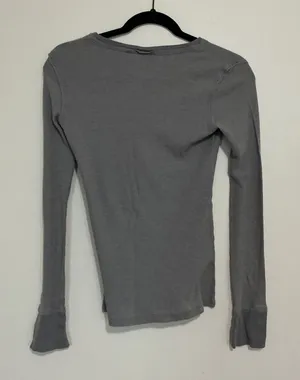 Realtiee Clothing Company‎ Grey Waffle Knit Long Sleeve Thermal Top thumbnail 1