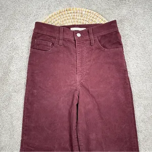 Levi’s Women’s Ribcage Straight Ankle Corduroy Pants High Rise Retro in Red 25 thumbnail 5