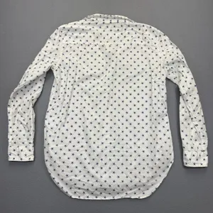 Frank & Eileen Barry White Navy Blue Star Print Cotton Button Down Shirt Small thumbnail 8